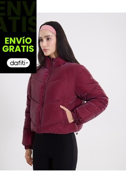 Chaqueta Acolchada Cuello Alto Para Mujer  Deportiva  Color Vino Marca Atmos