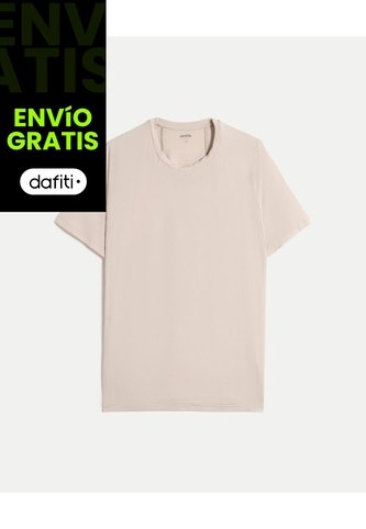 Camiseta Regular Fit Corte Angular  Para Hombre Café Atmos Atmos