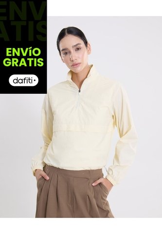 Chaqueta Rompevientos Half Zipper Para Mujer  Deportiva  Color Beige Marca Atmos Atmos