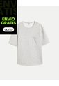 Camiseta Relaxed Fit Manga Corta Con Bolsillo  Para Hombre Gris Atmos de Atmos