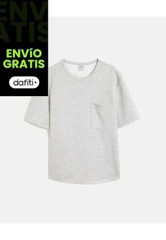 Camiseta Relaxed Fit Manga Corta Con Bolsillo  Para Hombre Gris Atmos Atmos