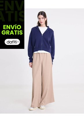 Saco Hoodie Tejido Full Zipper Para Mujer Azul Atmos