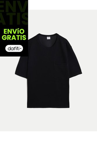 Camiseta Relaxed Fit Manga Corta Con Bolsillo  Para Hombre Negro Atmos Atmos