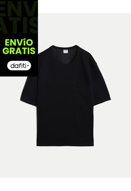 Camiseta Relaxed Fit Manga Corta Con Bolsillo  Para Hombre Negro Atmos