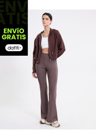 Saco Hoodie Full Zipper Tejido  Para Mujer Café Atmos Atmos