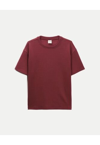 Camiseta Para Hombre Manga Corta Cuello Redondo Color Vino Marca Atmos #32090223 Atmos