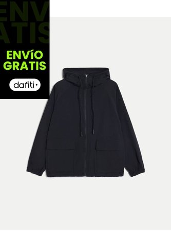 Chaqueta Rompevientos Oversize Con Capota Para Mujer  Deportiva  Color Negro Marca Atmos Atmos