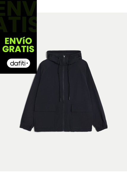 Chaqueta Rompevientos Oversize Con Capota Para Mujer  Deportiva  Color Negro Marca Atmos