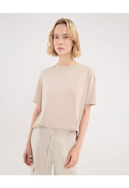 Camiseta Para Mujer Manga Corta Cuello Redondo Color Beige Marca Atmos #31090265