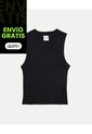 Camiseta Tejida Manga Sisa Acanalada Para Mujer  Deportiva  Color Negro Marca Atmos de Atmos