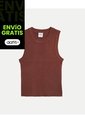 Camiseta Tejida Manga Sisa Acanalada Para Mujer  Deportiva  Color Terracota Marca Atmos de Atmos