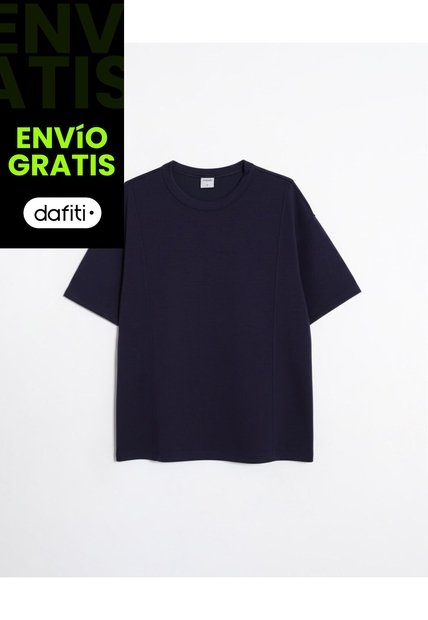 Camiseta Manga Corta Amplia Plush  Para Hombre Azul Atmos