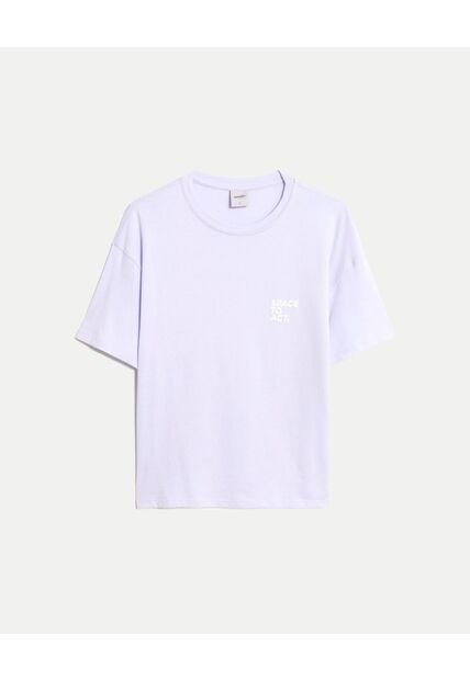 Camiseta Para Mujer Manga Corta Cuello Redondo Color Lila Marca Atmos #31090255