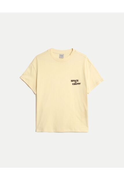 Camiseta Para Mujer Manga Corta Cuello Redondo Color Crema Marca Atmos #31090289