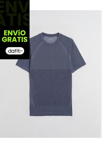 Camiseta Seamless Cuello Redondo  Para Hombre Azul Atmos Atmos