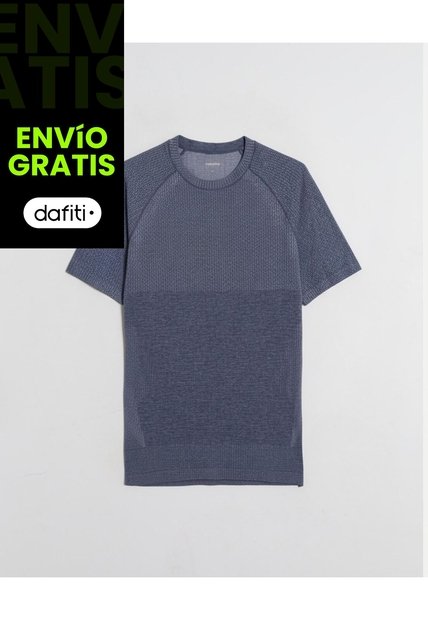 Camiseta Seamless Cuello Redondo  Para Hombre Azul Atmos