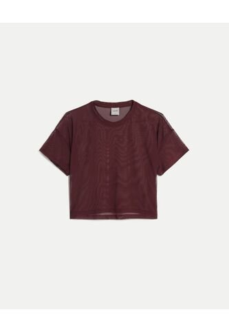 Camiseta Para Mujer Manga Corta Cuello Redondo Color Vino Marca Atmos #31090313 Atmos