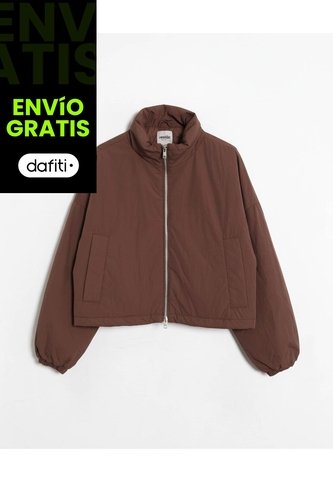 Chaqueta Crop Cuello Alto Ligera Para Mujer  Deportiva  Color Café Marca Atmos Atmos