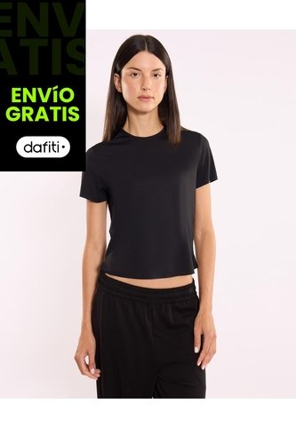 Camiseta Manga Corta Boxy Para Mujer  Deportiva  Color Negro Marca Atmos Atmos