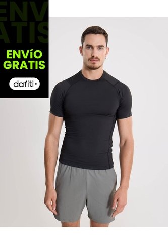 Camiseta Deportiva Manga Corta Slim Fit  Para Hombre Negro Atmos Atmos