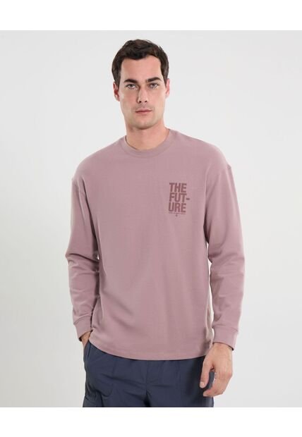 Camiseta Para Hombre Manga Larga Cuello Redondo Color Rosado Marca Atmos #32090191