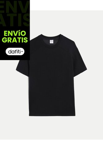 Camiseta Relaxed Fit Plush Con Cortes  Para Hombre Negro Atmos Atmos