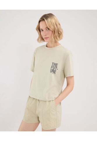 Camiseta Para Mujer Manga Corta Cuello Redondo Color Verde Marca Atmos #31090216 Atmos