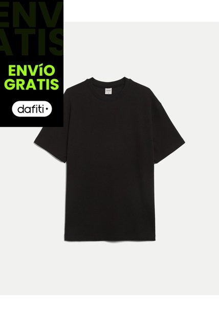 Camiseta Regular Fit Manga Corta Texturizada  Para Hombre Negro Atmos