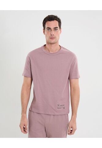 Camiseta Para Hombre Manga Corta Cuello Redondo Color Rosado Marca Atmos #32090188 Atmos