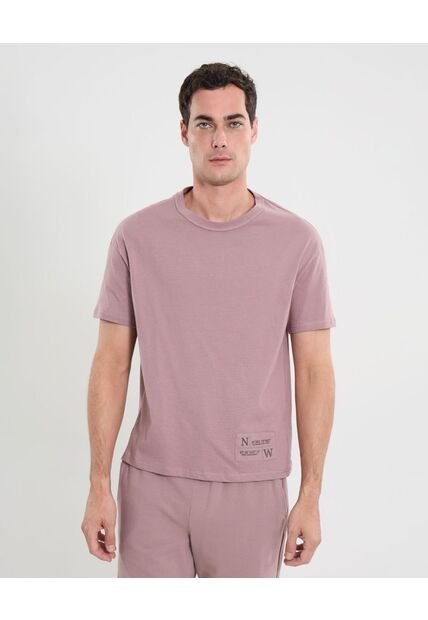 Camiseta Para Hombre Manga Corta Cuello Redondo Color Rosado Marca Atmos #32090188