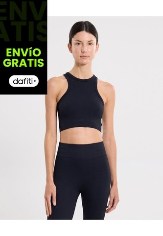 Top Seamless Cuello Halter  Para Mujer Negro Atmos Atmos