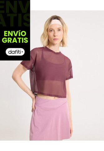 Camiseta Manga Corta En Mesh Para Mujer  Deportiva  Color Vino Marca Atmos Atmos
