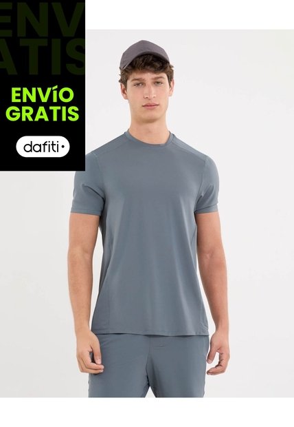 Camiseta Deportiva Manga Corta Regular Fit  Para Hombre Gris Atmos