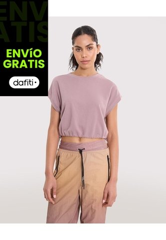 Camiseta Manga Corta Con Recogido Inferior Para Mujer  Deportiva  Color Rosa Marca Atmos Atmos
