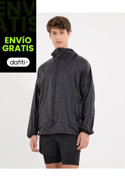 Chaqueta Deportiva Rompevientos  Para Hombre Negro Atmos