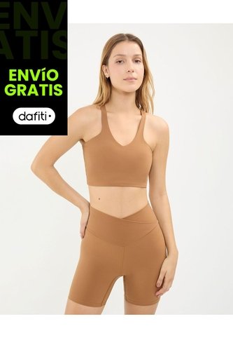 Top Cuello Halter Para Mujer  Deportiva  Color Café Marca Atmos Atmos