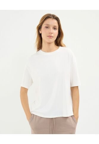 Camiseta Para Mujer Manga Corta Cuello Redondo Color Marfil Marca Atmos #31090204 Atmos