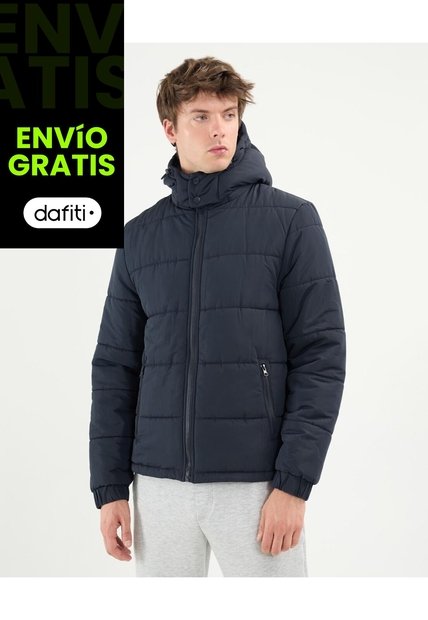 Chaqueta Acolchada Capota Desmontable  Para Hombre Negro Atmos