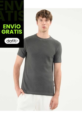 Camiseta Manga Corta Tejida  Para Hombre Negro Atmos Atmos
