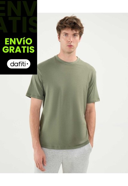 Camiseta Regular Fit Manga Corta  Para Hombre Verde Atmos