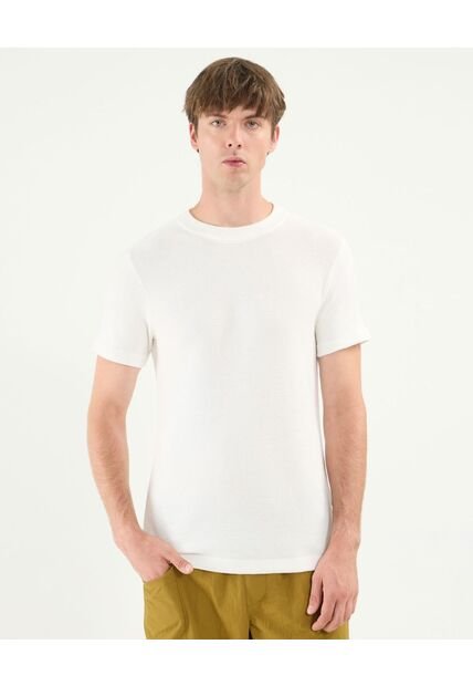 Camiseta Para Hombre Manga Corta Cuello Redondo Color Crudo Marca Atmos #32090159