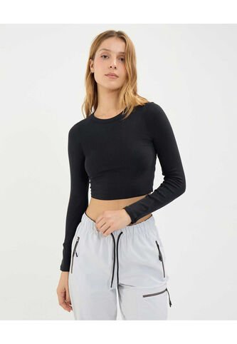 Camiseta Para Mujer Manga Larga Cuello Redondo Color Negro Marca Atmos #31090210 Atmos