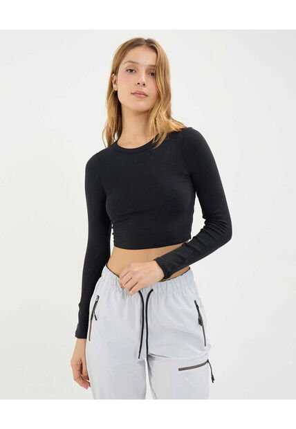 Camiseta Para Mujer Manga Larga Cuello Redondo Color Negro Marca Atmos #31090210