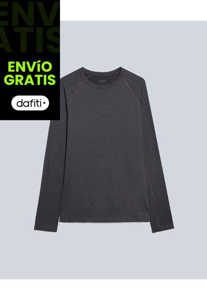 Camiseta Manga Larga  Para Hombre Negro Atmos