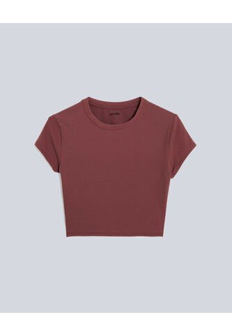 Camiseta Para Mujer Manga Corta Cuello Redondo Color Vino Marca Atmos #31090222 Atmos
