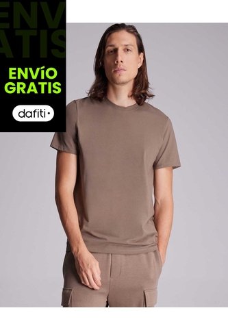 Camiseta Regular Fit Manga Corta  Para Hombre Café Atmos Atmos