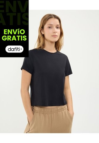 Camiseta Manga Corta Boxy Para Mujer  Deportiva  Color Negro Marca Atmos Atmos