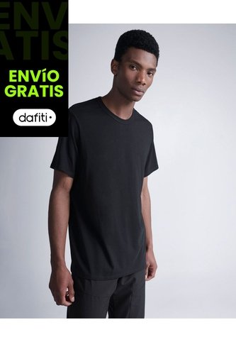 Camiseta Regular Fit Manga Corta  Para Hombre Negro Atmos Atmos