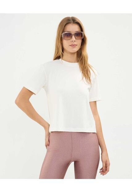 Camiseta Para Mujer Manga Corta Cuello Redondo Color Marfil Marca Atmos #31090215