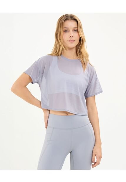 Camiseta Para Mujer Manga Corta Cuello Redondo Color Gris Claro Marca Atmos #31090231